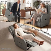 HOMCOM Power Lift Recliner Chair, Dual Motor Electric Lift Chair for Elderly with Remote Control, Grey(m-4)