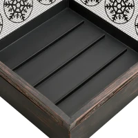 Outsunny Outdoor Fire Pit, Metal Square Firepit Bowl with Spark Screen, Poker for Patio, Camping, 61 x 61 x 52cm, Black(m-7)