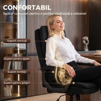 HOMCOM Scaun de Birou Ergonomic din Material Tip In, Înălțime Reglabilă, Funcție de Balansare, 120 kg, Negru(m-4)