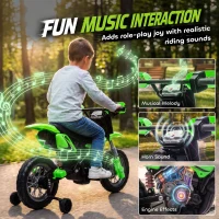 AIYAPLAY Moto Électrique Enfants 12 V, Vitesse Max 3 Km/h, Batterie au Lithium, Double Moteur, Suspension Arrière, Vert(m-9)