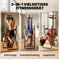 SPORTNOW 3-in-1 Inversionsbank Inversionstisch mit 3 Inversionswinkel Liegestütz- & Klimmzugstangen Kopfstütze(m-4)