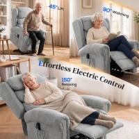HOMCOM Velvet-Feel Electric Riser Recliner Chair - Grey(m-4)