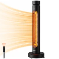 Outsunny Infrarood terrasverwarmer 2000W carbonvezel, oscillerende staande heater met afstandsbediening, 8 warmtestanden, beschermhoes(m-14)