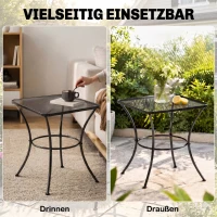 Outsunny Tuin salontafel bijzettafel koffietafem terras metaal zwart(m-6)