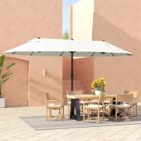 Outsunny dubbele parasol XXL Staal Polyester voor strand en tuin, ideaal voor gezin, Beige(m-8)