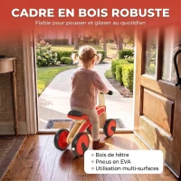 AIYAPLAY Voiture Porteur pour Enfants, Véhicule à Pousser Sans Pédales avec Roues en EVA et Dossier, 2 à 3 Ans, Rouge(m-5)