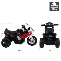 HOMCOM Moto Elettrica per Bambini 18-36 Mesi con Licenza BMW, 6V Motorino Elettrico per Bambini con 3 Ruote, Fari, Musica, 2.5 km/h, Max 20kg, Rosso(m-3)