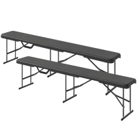 Outsunny Campingbank, Kunststof Buitenbank, Draagvermogen 240 kg, Zwart(m-10)