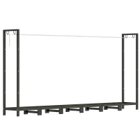 Outsunny Legnaia da 0.8m³ Regolabile con Telo Impermeabile e Catene in Acciaio, 235x31x116 cm, Nero(m-1)