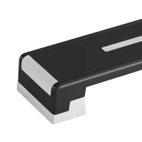 SPORTNOW Stepbord verstelbaar Fitness Aerobic Stepper met 3 hoogtes (15/20/25 cm), Antislipmat Zwart+Grijs(m-10)