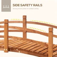 Outsunny 6FT Wooden Garden Bridge with Safety Railings, Classic Arc Footbridge for Stream Pond Walkway, Orange(m-4)