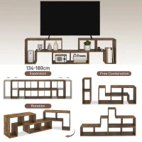 HOMCOM Three-Block Modular TV Stand - Rustic Brown(m-4)
