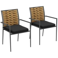 Outsunny Moderne Zwarte Tuinstoelen - Weerbestendige Buitenstoelen voor Terras - Afmetingen 57 x 58 x 87 cm(m-11)