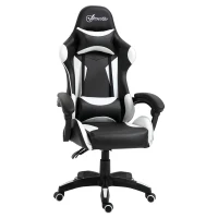 Vinsetto Silla Gaming Profesional Silla de Escritorio Ergonómica Reclinable y Ajustable en Altura con Respaldo Alto Reposacabezas y Reposabrazos 66x66x128-138 cm Blanco(m-1)