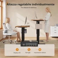 Scrivania regolabile in altezza elettricamente, motore silenzioso con memoria a 3 posizioni e sistema anti-collisione, 120L x 60P cm, 120x60x72-120 cm, Marrone(m-8)