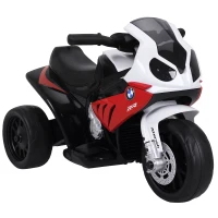HOMCOM Moto Elettrica per Bambini 18-36 Mesi con Licenza BMW, 6V Motorino Elettrico per Bambini con 3 Ruote, Fari, Musica, 2.5 km/h, Max 20kg, Rosso(m-1)