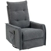 HOMCOM Recliner Armchair, Chenille Recliner Chair with Massage and Heat, 360° Swivel Rocking Manual Recliner, Dark Grey(m-1)