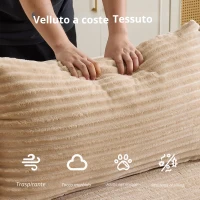 Divano angolare modulare a L con chaiselongue, design minimalista salvaspazio, seduta profonda, 279x179x83 cm, Beige(m-3)