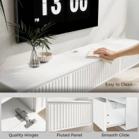 HOMCOM Meuble TV Suspendu Flottant 160 cm avec Éclairage LED et Prises, Meuble Télé pour Téléviseur 72 Pouces, Blanc(m-8)