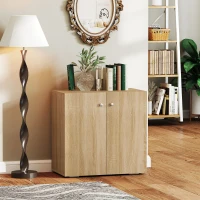HOMCOM Mobiletto Multiuso a 2 Ante, Mobiletto Soggiorno o Ufficio in Legno con Maniglie in Alluminio, 70x39x70cm(m-2)