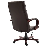 Vinsetto High Back Executive Office Chair Swivel Computer Desk Armchair Tilting Seat Height Adjustable Ergonomic Bonded Leather Wooden Base (Brown)(m-5)