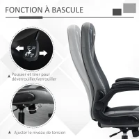 Vinsetto Chaise de gaming ergonomique avec base ronde métal pivotante 360° hauteur réglable têtière accoudoirs(m-5)