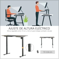 Vinsetto Escritorio Eléctrico con Altura Ajustable y 4 Teclas de Memoria para Oficina Hogar 140x70x72-116 cm Negro y Teca(m-4)