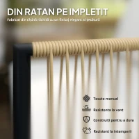 Outsunny Set de Grădină 4 Piese din Ratan și Oțel cu Canapea, 2 Fotolii de Exterior și Măsuță Joasă, Multicolor(m-5)