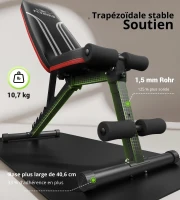 Banc de musculation multifonctionnel, pliable & peu encombrant, cadre en acier robuste, 110x40,6x40,6 cm, noir(m-1)