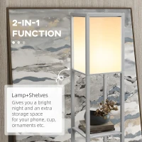 HOMCOM Modern Shelf Floor Lamp with Dual Ambient Light, Standing Lamp Living Room, Bedroom, 156cm, Grey(m-5)