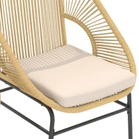 Outsunny Rattan Bistroset 3-delig tuinmeubelset met 2 tuinstoelen, glazen tafel, wasbare kussens, ergonomisch(m-12)