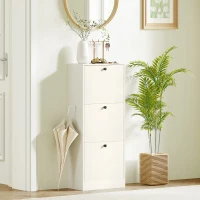 HOMCOM Zapatero con 3 Puertas Abatibles Estantes Ajustables y Diseño Compacto 47x28x115 cm Blanco Veteado(m-8)