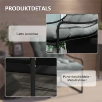 Outsunny Outdoor Lounge, Dikke Kussens, Roestvrij Stalen Frame, 62B x 110D x 88H cm, Grijs/Zwart(m-5)