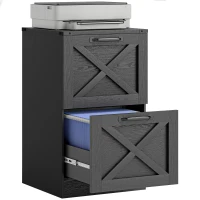 HOMCOM Caisson de Bureau avec 2 Tiroirs, Dossiers Suspendus pour Formats Lettre/A4, Style Rustique, 40x40x71cm, Noir(m-12)