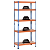 HOMCOM Étagère en métal de garage 5 niveaux capacité 1500 kg 80 x 40 x 182 cm bleu orange(m-1)