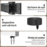 HOMCOM Ușă Culisantă de Interior din Lemn de Pin cu Șină Silențioasă, Ghidaj, Kit Accesorii, Alb(m-7)