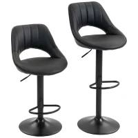HOMCOM Set of Two Faux Leather Bar Stools - Black(m-1)