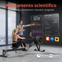 Vogatore a resistenza d'aria, silenzioso, pieghevole, sedile ergonomico imbottito, 240x62,2x103,4 cm, Nero(m-4)