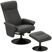 HOMCOM Gepolsterde fauteuil, accentfauteuil met hocker, draaibaar, ergonomisch, microvezel-look, tot 150 kg, zwart(m-10)