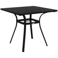 Outsunny Tuintafel voor 4 Personen, Stalen Frame, 80L x 80B x 72H cm, Zwart(m-11)