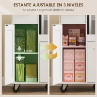 HOMCOM Mueble Auxiliar de Cocina con Ruedas Aparador de Cocina para Microondas con Bandeja Deslizante 80x40x88,7 cm Blanco(m-5)