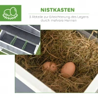 PawHut Kippenhok met uitloop voor 3-4 kippen, 3-delige nestkast, 1,9 m² oppervlakte, vurenhout, Grijs(m-6)