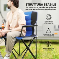 Outsunny Sedia da Campeggio Pieghevole con Tasca e Portabicchieri con Borsa di Trasporto, Blu(m-5)