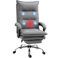Vinsetto Bureaustoel met massagefunctie, verwarmingsfunctie, afstandsbediening, uitschuifbare voetensteun, kantelbaar, grijs(m-11)