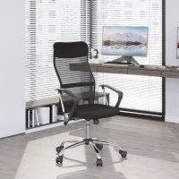 HOMCOM Fauteuil de bureau manager grand confort dossier ergonomique hauteur assise réglable pivotant tissu maille noir(m-10)