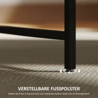 HOMCOM Computertafel met Aansluitingen, Bureau met Monitorstandaard en Plank, voor Thuiskantoor, Bureau, Werkkamer, Bruin(m-6)