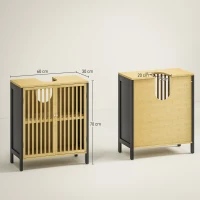 HOMCOM Mobile Sottolavabo Bagno con 2 Ante a Doghe in Legno di Bambù e MDF con Intaglio a U, 60x30x70cm(m-3)