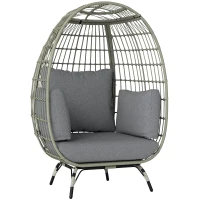 Outsunny Rattan Egg Chair with Cushions and Pillows, Charcoal Grey(m-1)