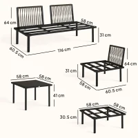 Outsunny Set Mobilier Grădină Metal 6 Persoane, Canapea de Colț cu Perne, Gri Deschis(m-3)