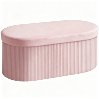 HOMCOM Puff Almacenaje Banco Almacenaje Plegable 72 L 76x38x35 cm Tapizado en Terciopelo Baúl de Almacenamiento Rosa